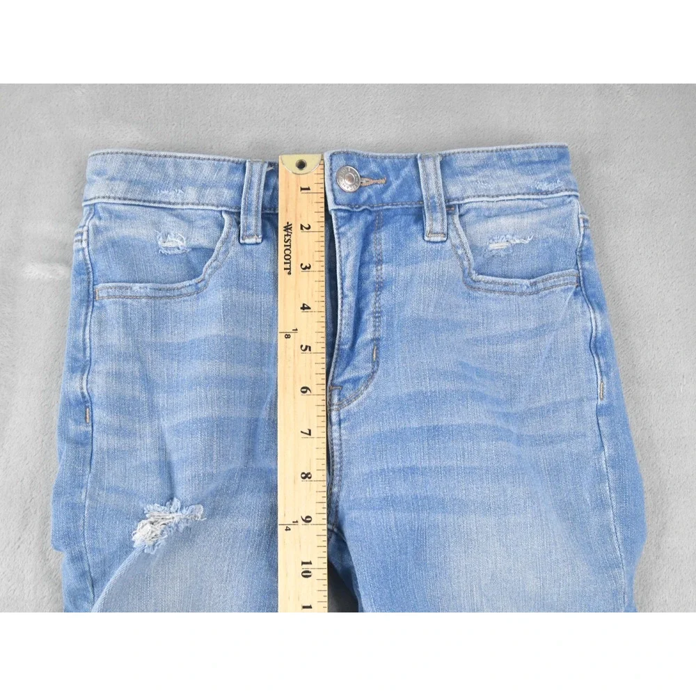 American Eagle Jeans Womens 0 Long (24x29) Super Hi-Rise Jegging Distresed